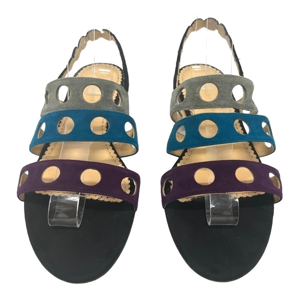 Charlotte Olympia Colorblock Cutouts Suede Sandals Women’s 38 - Picture 3 of 12